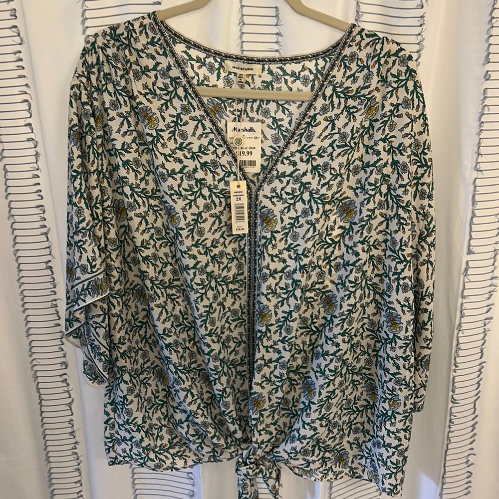 Tie detailed blouse from max studio size 2X NWT
